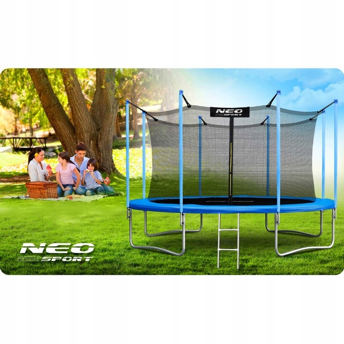 Садовий батут Neo-Sport 12ft/374см із внутрішньою сіткою та драбиною