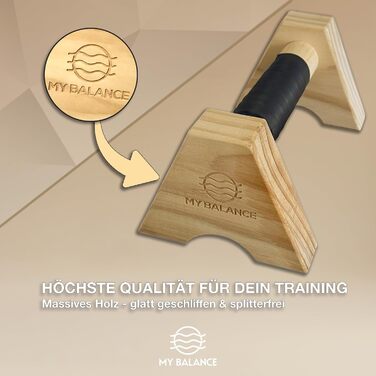 Дерев'яні бруси для віджимань My Balance Premium з Grip-Tape – паралетси для кросфіту та калістеніки, міцні та безпечні для суглобів