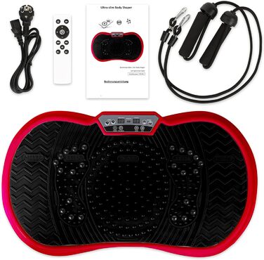 Вібраційна платформа для фітнесу з еластичними гумками та Bluetooth. Тренажер для дому, схуднення, оскарження. Рожево-білий (Чорно-червоний)