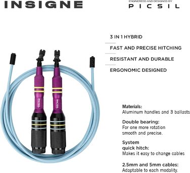 Стрибкове канат Picsil Insigne: універсальний, швидкий, з обтяженням, для будь-якого тренування (Аметист, ваги)