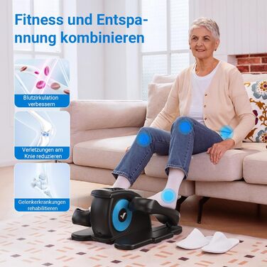 Міні еліптичний тренажер MERACH з пультом, дисплеєм, 12 швидкостей, тихий та портативний степер для дорослих, молоді та людей похилого віку, чорний