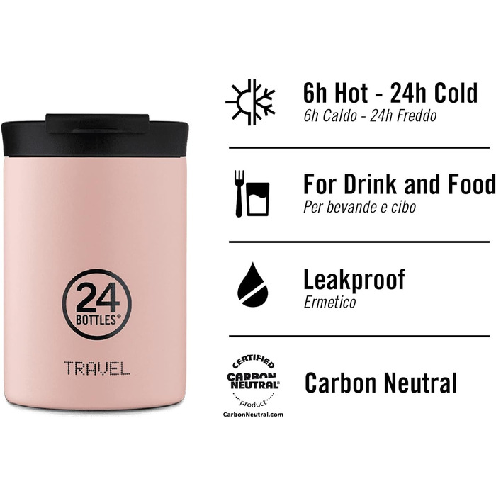 Термокружка 24BOTTLES Travel Tumbler 350 мл, термос для кави та чаю, нержавіюча сталь, герметична кришка, зберігає тепло 6 годин/холод 24 години, екологічна пляшка Atlantic Bay