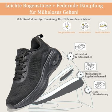 Жіночі кросівки Wondamo: легкі, дихаючі, з амортизацією для бігу, ходьби, активного відпочинку та фітнесу. Розміри 37-42 EU, чорний колір