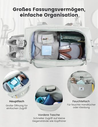 Спортивна сумка SKYSPER 40л з рюкзак-функцією, для спортзалу, подорожей, басейну, сіра