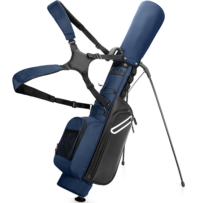 Сумка для гольф-клубів на 7 місць, компактна, для поля Par 3 та драйвінг-рейнджу, легка сумка для пітч-пут гольфу, з ергономічним подвійним ременем, блакитна