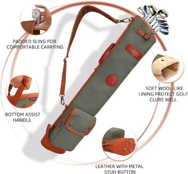 Сумка для гольф-клубів TOURBON з тканини, зелена, для чоловіків та жінок