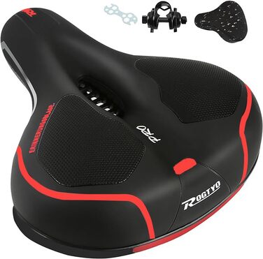 Велосипедне сідло з гелевою накладкою Pro 2.0: широке, м'яке, зручне, дихаюче, з пам'яттю форми та водонепроникним покриттям (червоне)