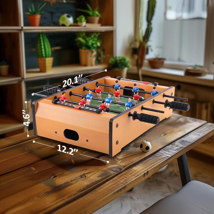 Настільний футбол WIN.MAX Mini, портативний, легкий, для дітей, класичний, 51x31x10 см, коричневий, легкий монтаж і зберігання
