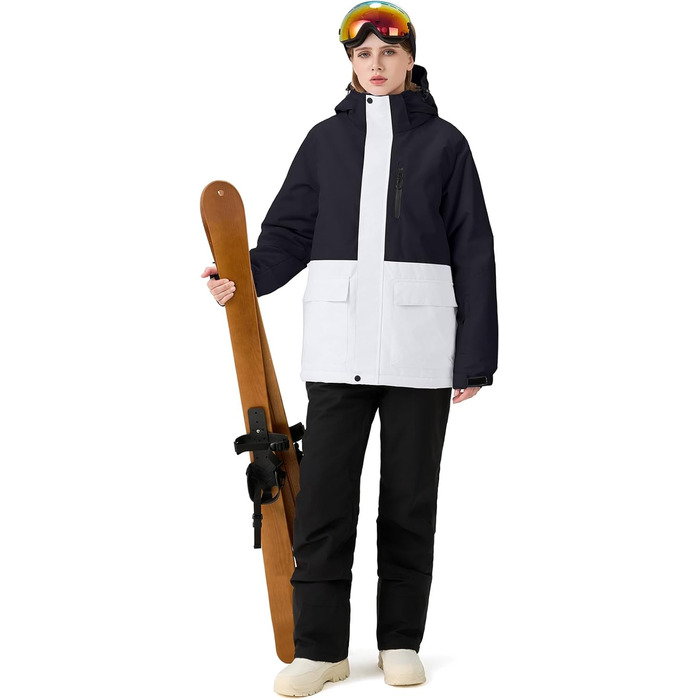 Жіночий гірськолижний костюм HOTIAN 2 частини: куртка та штани. Водонепроникний, вітронепроникний, теплий. Ідеально для катання на лижах та сноуборді. Розмір L, колір чорний (BK+BK)