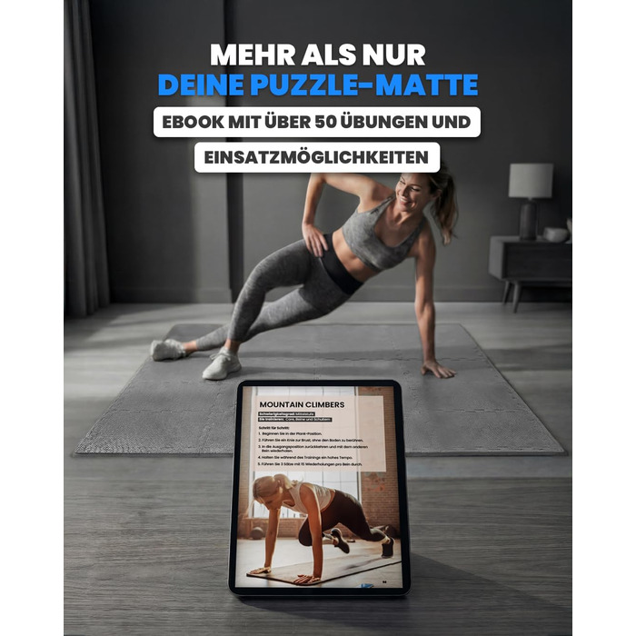 Набір захисних пазл-килимчиків для підлоги unycos (12/20/28 шт), 30x30x1 см, протиковзні мати для тренажерного залу, фітнесу та йоги, водонепроникні, сірі