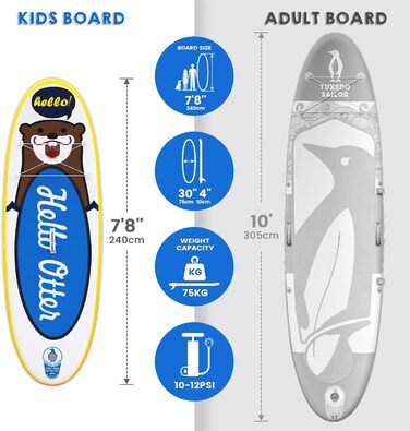 Надувний SUP Борд Tuxedo Sailor Stand Up Paddle Board з аксесуарами, для дорослих та підлітків, жовтий