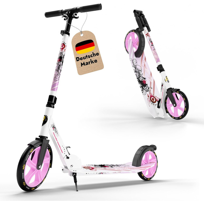 Дитячий та дорослий самокат STAR SCOOTER з алюмінію, великі колеса 205 мм, міський, для хлопчиків і дівчат від 6 років, XXL дека