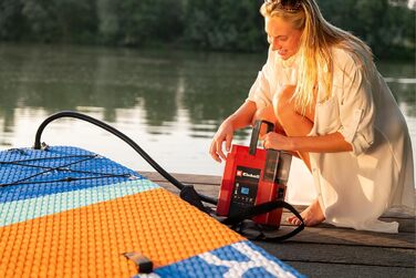 Акумуляторний насос для SUP Einhell SUPPERO 18/380 PXC (18V, надування та спускання, 20 PSI, 380 л/хв, автостоп, 7 адаптерів, без АКБ)