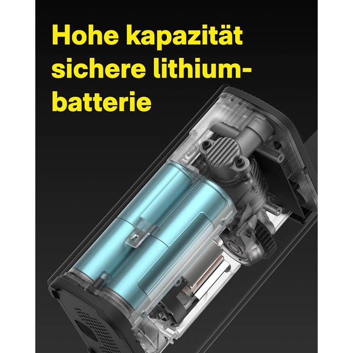 HOTO Електричний повітряний компресор, портативний бездротовий насос 150PSI з LED-підсвіткою, цифровим дисплеєм і зарядкою USB-C, для авто, мотоцикла, велосипеда, м'ячів