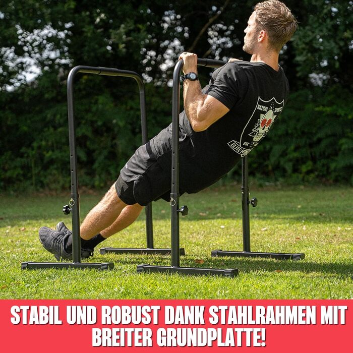 MATCHU Регульовані турніки для віджимань (паралелетки) - 75-103 см, сталь, чорний