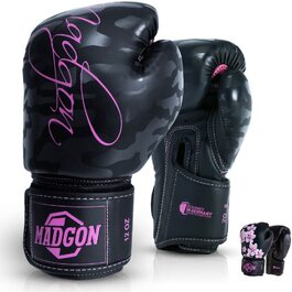 Боксерські рукавички жіночі MADGON Premium 12oz для кікбоксингу, MMA, спарингу, муай тай та боксу