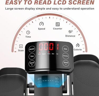 Електричний крострейнер для дому: міні-еліптичний тренажер з пультом, дисплеєм, 12 швидкостей. Підходить для людей похилого віку та дорослих