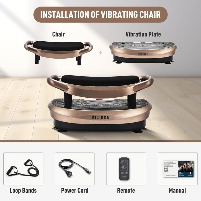 Машина для тренувань EILISON FITABS 3D з вібрацією та сидінням: вібрація, пульсація, платформа для віджимань, лімфодренаж, схуднення, відновлення. Кольори: Braun, Schwarz, Silber