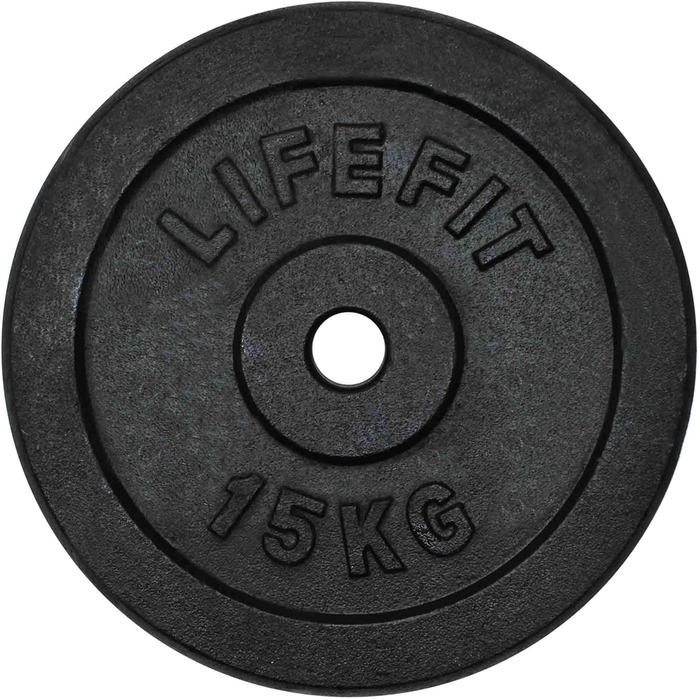 LIFEFIT Гиря-диск 15 кг, чорний, для тренувань