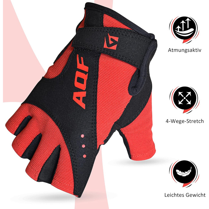 Фитнес рукавички AQF для тренувань, бодібілдингу та важкої атлетики. Червоні, розмір XXL