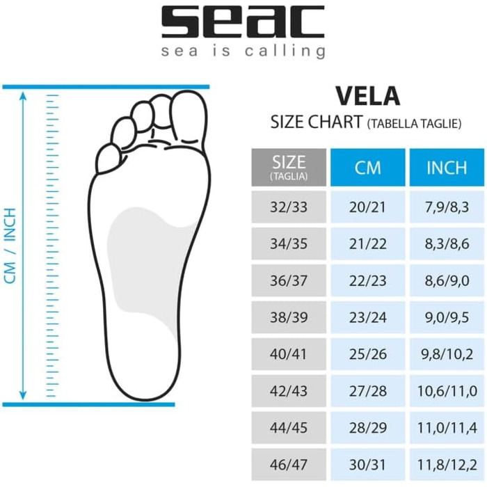 Ласти для плавання Seac Unisex Vela (32/33, блакитний)