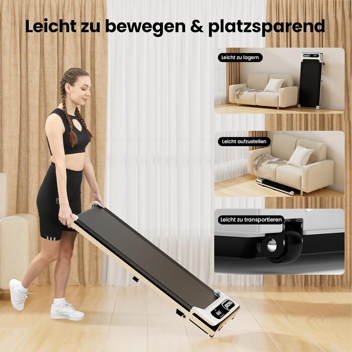 Walking Pad Yagud: Бігова доріжка 3-в-1 для дому та офісу з пультом керування та LED-дисплеєм (срільно-чорний)