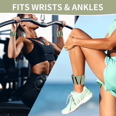 Ваги для зап'ястя та щиколоток FENIXFIT для жінок. Набір 2 шт. для силових тренувань, бігу, йоги, пілатесу (зелені)