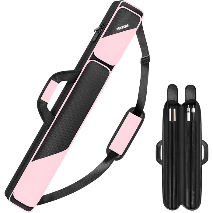 Чохол для більярдної кули (2x2) на 2 кули з кишенями на блискавці для аксесуарів, міцний, поліестер, з плечовим ременем та ручкою, м'який, для жінок та чоловіків (Рожевий/Чорний)