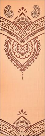 Килимок для йоги Von Yoga Studio з малюнком Мандала, 183x61 см, 6 мм, неслизький, з ПВХ, Paisley Peach Fuzz