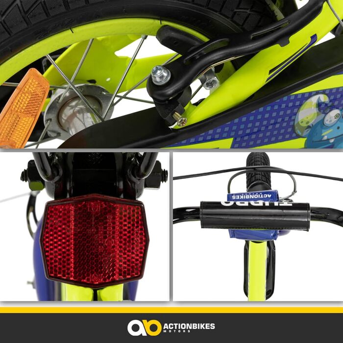 Детский велосипед Actionbikes Turbo 12/16 дюймов - V-Brake тормоза, защита от брызг, для детей 2-7 лет (для девочек и мальчиков)