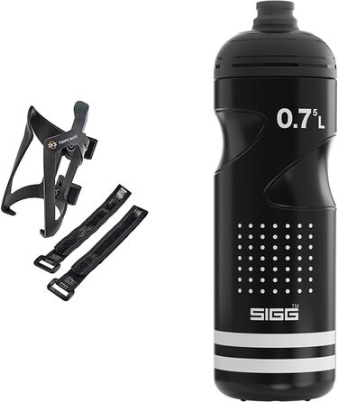 Фляготримач SKS GERMANY ANYWHERE TOPCAGE та м'яка велосипедна пляшка SIGG Pulsar, чорна, комплект для велосипеда
