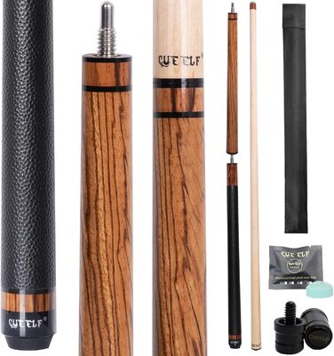 CUEELF Heavy Hitter: Більярдний кий з жорсткою бакелітовою кінцівкою для потужних брейків та легких стрибків, 21 oz, обмотка Zebra Leather, 3 частини