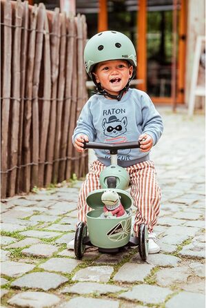 Біговел Scoot & Ride Highwaykick 1 Lifestyle з сидінням та контейнером (Зелені лінії)