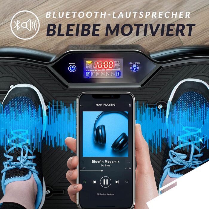 Вібраційна платформа Bluefin Fitness Ultra Slim Plus для нарощування м’язів і тренування всього тіла, з еспандерами, тиха, компактна, для домашніх тренувань