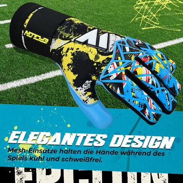 Дитячі та юнацькі воротарські рукавички Torwarthandschuhe: дихаючі та зручні рукавички з латексного піноматеріалу для хлопчиків, дівчаток та юніорів (9, Cyan)