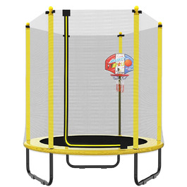 Батут PILIN для дітей з сіткою та баскетбольним кільцем, до 50 кг, для дому та саду. Ідеальний подарунок на день народження