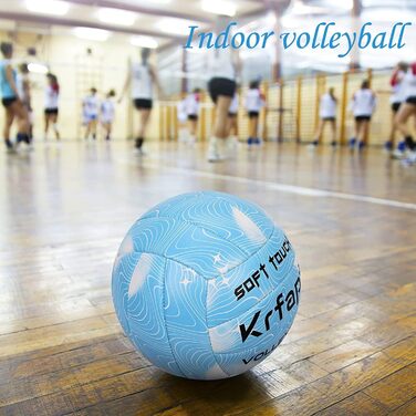 Волейбольний м'яч Krfapt розмір 5, офіційний, Soft Touch, для тренувань, Outdoor/Indoor, водонепроникний, з дизайном Ripples (Blue/Purple/Pink)