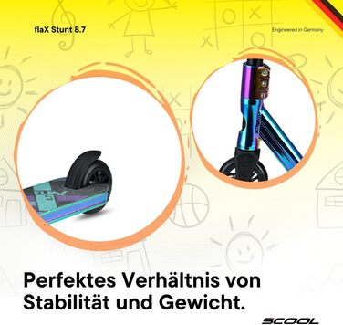 S'COOL Скутер для трюків – Флакс, для дітей та підлітків, від 6 років, кольоровий