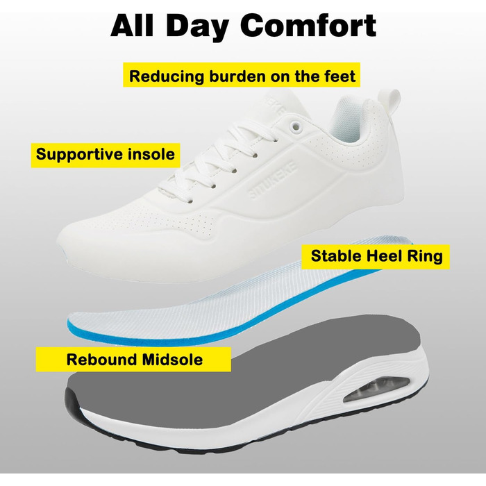 Кросівки чоловічі Situkeke для бігу, тренувань та повсякденного носіння (білі, 44 EU)