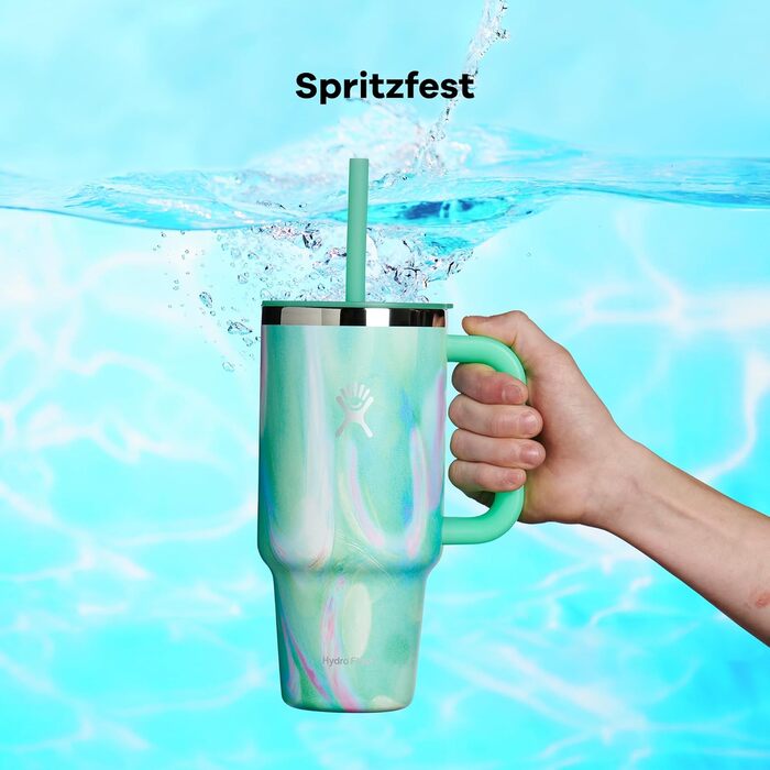Термочашка HYDRO FLASK 946 мл із соломинкою, нержавіюча сталь, подвійна вакуумна ізоляція, зелена Jelly Green