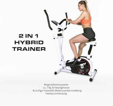 Ергометр Christopeit Crosstrainer CT 4 – 2-в-1 тренажер для ходьби та бігу з магнітною системою опору 7 кг, 8 рівнів навантаження, LCD-дисплей, датчики пульсу та підставка для планшета – для щадного впливу на суглоби (з килимком)