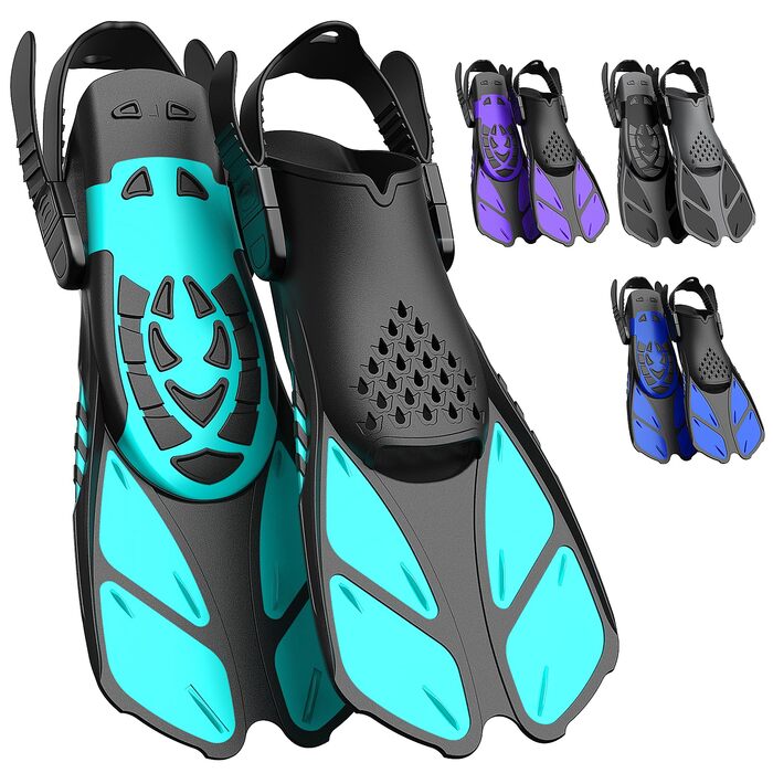 Ласти для плавання Schnorchelflossen регульовані, дорослі, компактні (S/M, темно-зелені) для дайвінгу, снорклінгу та тренувань з сіткою