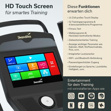 Ергометр велотренажер Skandika Liege P14/P8-H Comfort з Bluetooth та сенсорним екраном до 150 кг