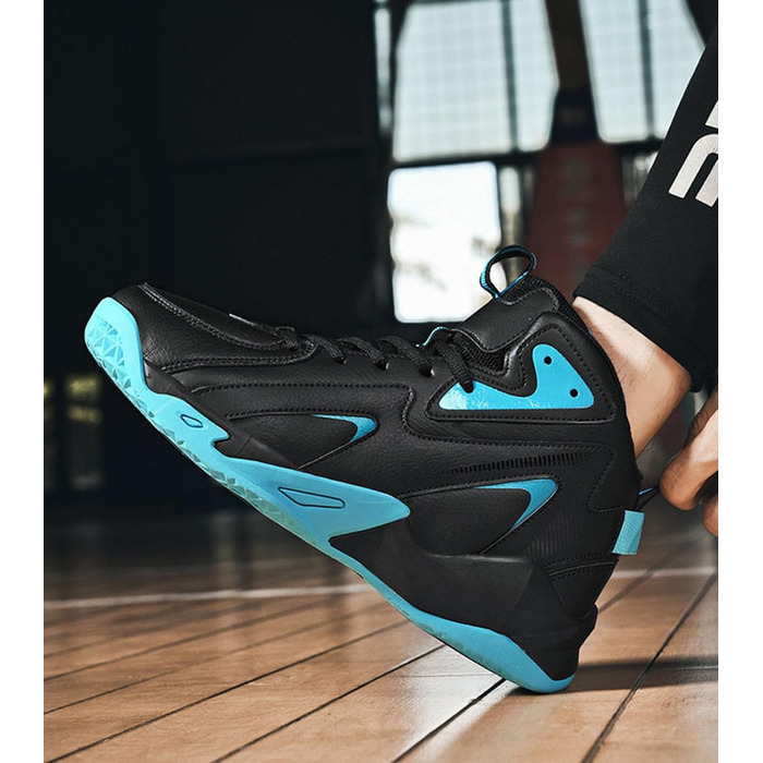 Чоловічі баскетбольні кросівки для спорту, дитячі кросівки для залу та вулиці, бігові кросівки (чорний) (45 EU, блакитний)