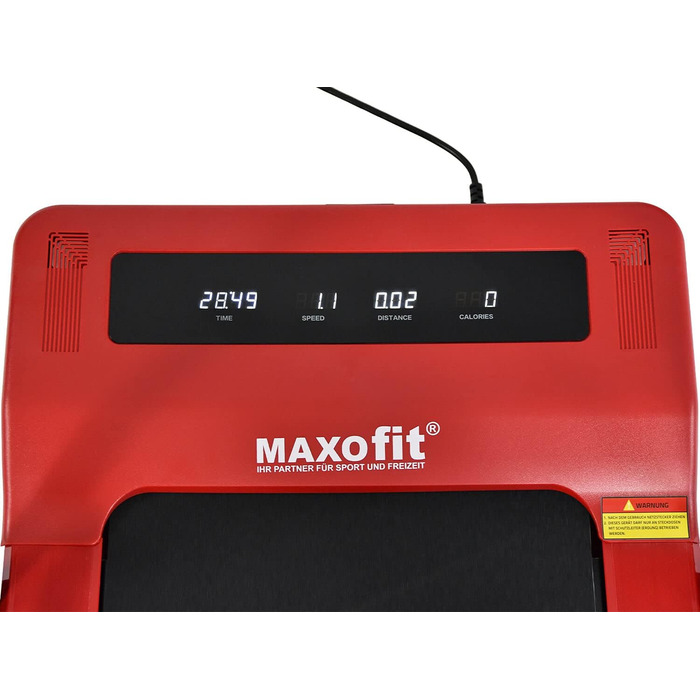MAXOfit Mini Laufband MF-2 з Bluetooth, пульт дистанційного керування, до 8 км/год, компактний, складний, з тримачем для планшета (Червоний)