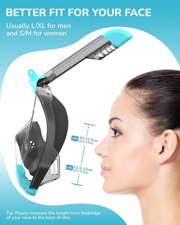 Маска для снорклінгу ACURE SN04, повна маска з кріпленням для камери, антизапітніння, CO2 безпечна, для дорослих та підлітків (чорно-зелена, S/M)