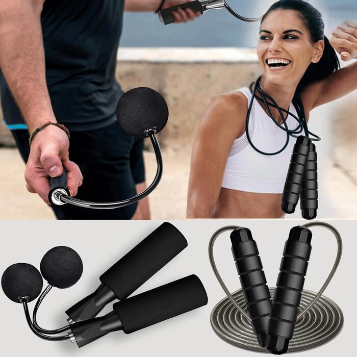 Скакалка Enouke (2 шт.): для кардіотренувань, дорослих та дітей, чорного кольору