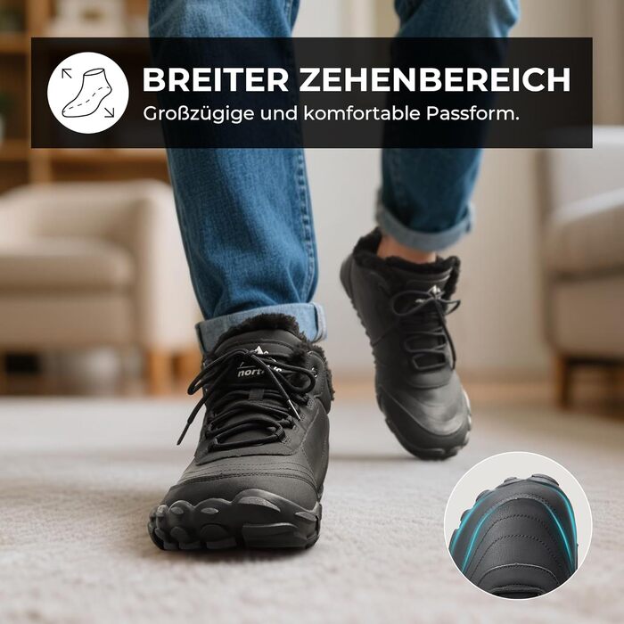 Чоловічі зимові черевики NORTIV 8 - теплі, зручні, чорні (45 EU) для дому