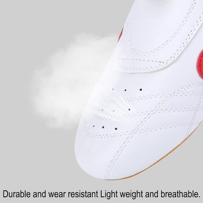 Таекундо - спортивні кросівки, унісекс, дихаючі, для боксу, кунг-фу, тай-чі, фітнесу, гімнастики, легкі, для дітей та дорослих (36 - білий та червоний)