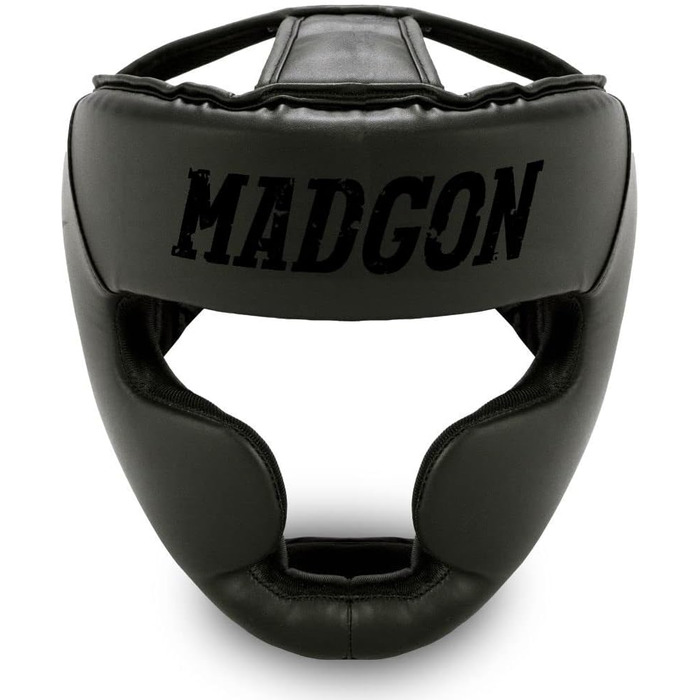 MADGON Преміальний боксерський шолом із захистом обличчя для MMA, боксу, кікбоксингу та спарингу, максимальний огляд і безпека, розмір M, чорний